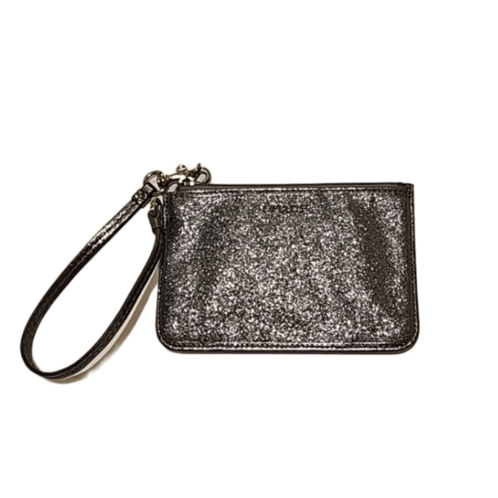 Coach women's metallic glitter shimmer coin wristlet